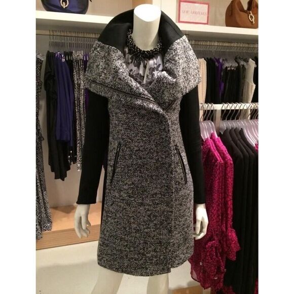 Diane Von Furstenberg Lulu Tech Boucle wool blend Long Jacket coat sz 6 - Picture 4 of 16